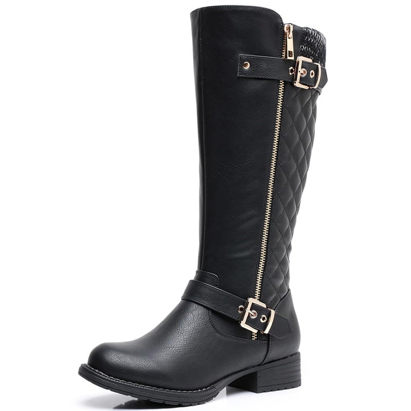 GLOBALWIN Women's Knee-High Boots Fall Winter Fashion Tall Black Riding Boots Size 8.5M - Image 1